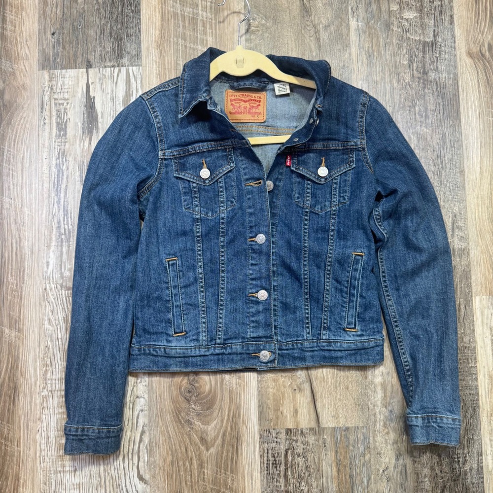 Levi's Trucker Denim Jacket Womens Small Dark Wash Original Riveted Classic Blue